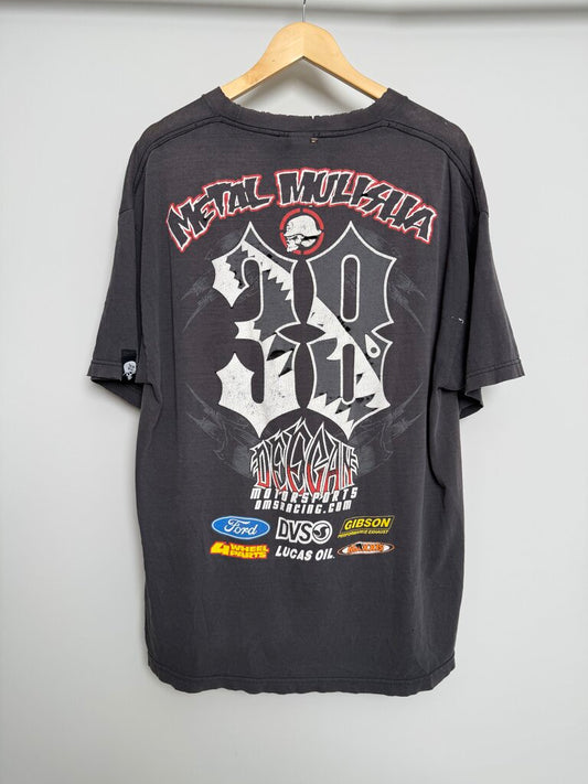 90s Metal Mulish Rockstar Distressed Black Tee size XL