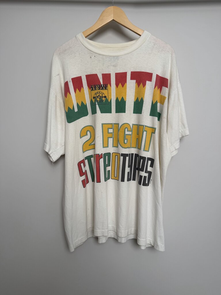 90s Positive People Unite 2 Fight White Tee size XL