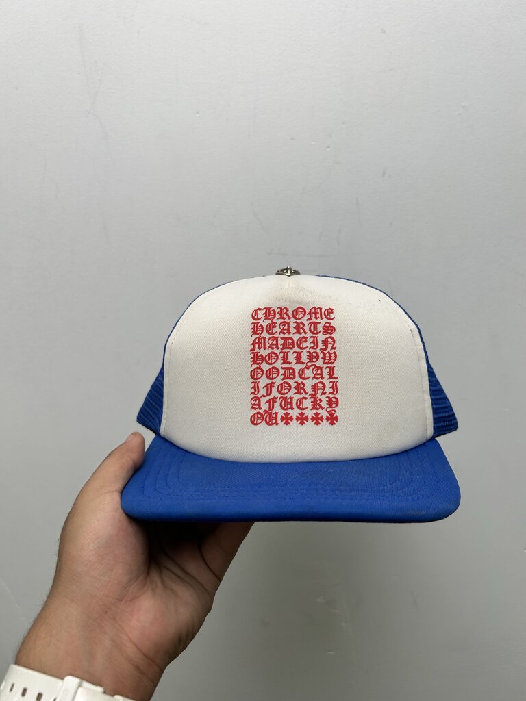 Preowned Chrome Hearts Blue Red Vertical Trucker Hat