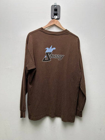 Vintage Stussy Brown & Blue Jester Longsleeve sz.XL