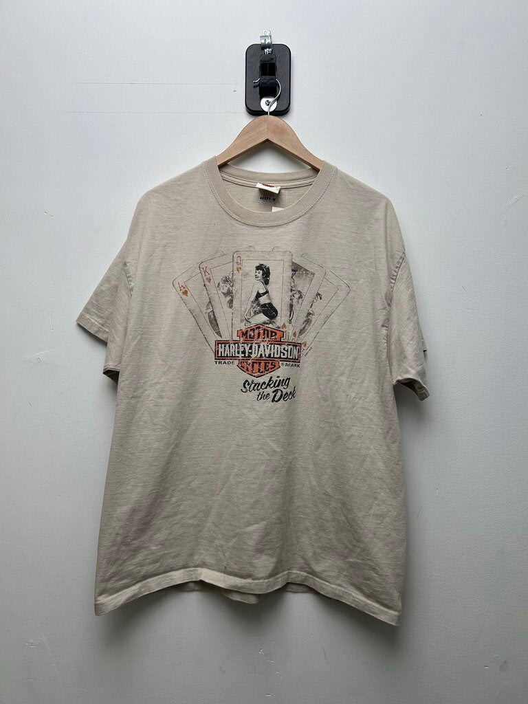 2011 Harley Davidson Stack The Deck Cream Tee sz.XL