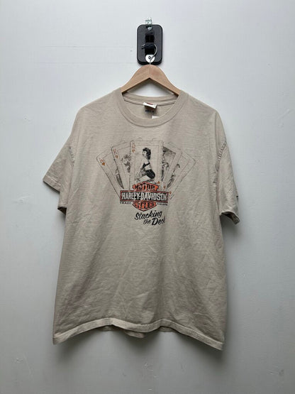 2011 Harley Davidson Stack The Deck Cream Tee sz.XL