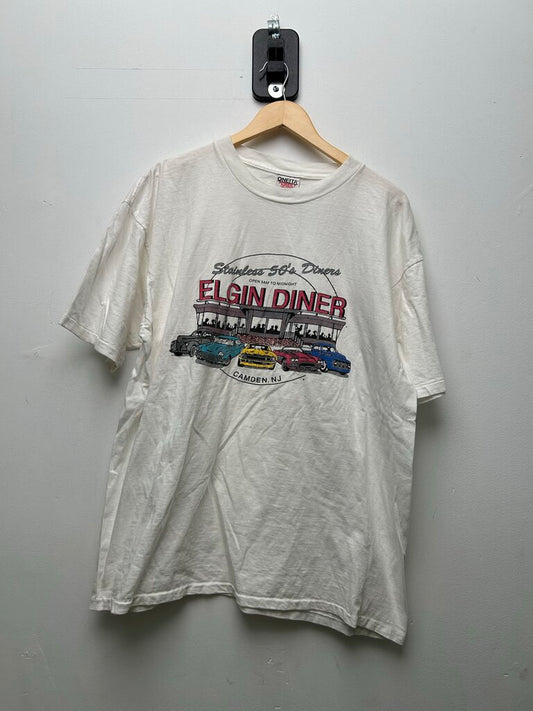 00's Stainless 50's Diner Elgin Diner White Tee sz.XL