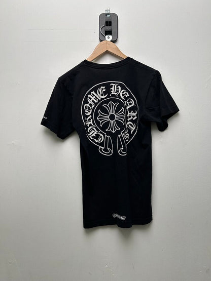 Preowned Chrome Hearts White Horseshoe Pocket Black Tee sz.S