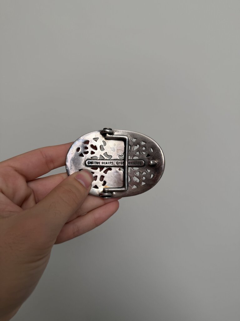 Preowned Chrome Heart Oval Buckle