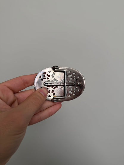 Preowned Chrome Heart Oval Buckle