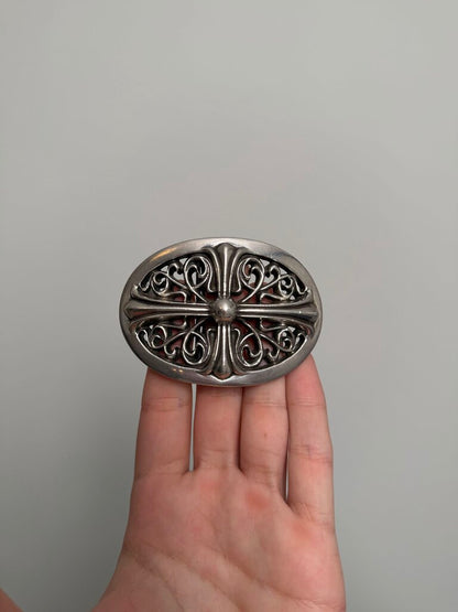 Preowned Chrome Heart Oval Buckle