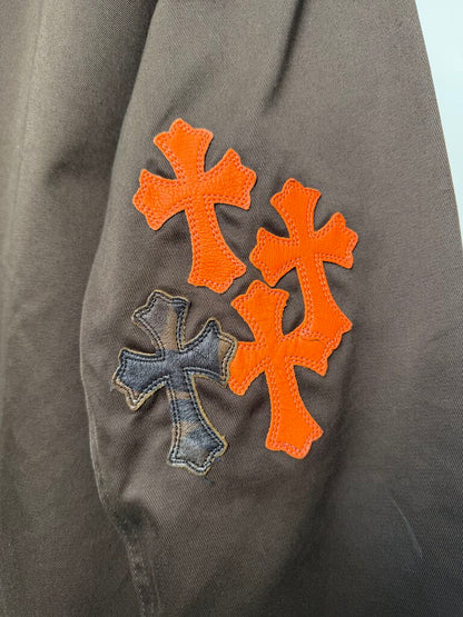 Preowned Chrome Heart Leather Cross Brown Work Jacket size L