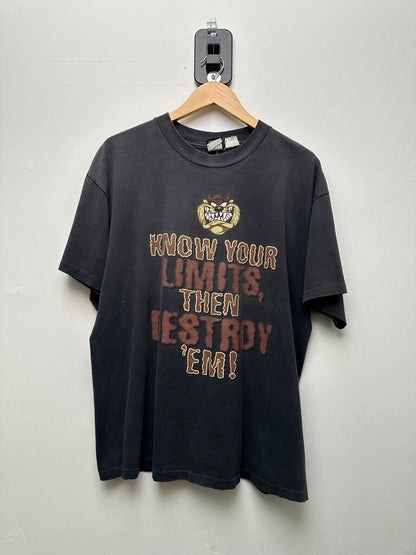 TAZ "Know Your Limits Then Destroy Em" Black Tee Sz XL
