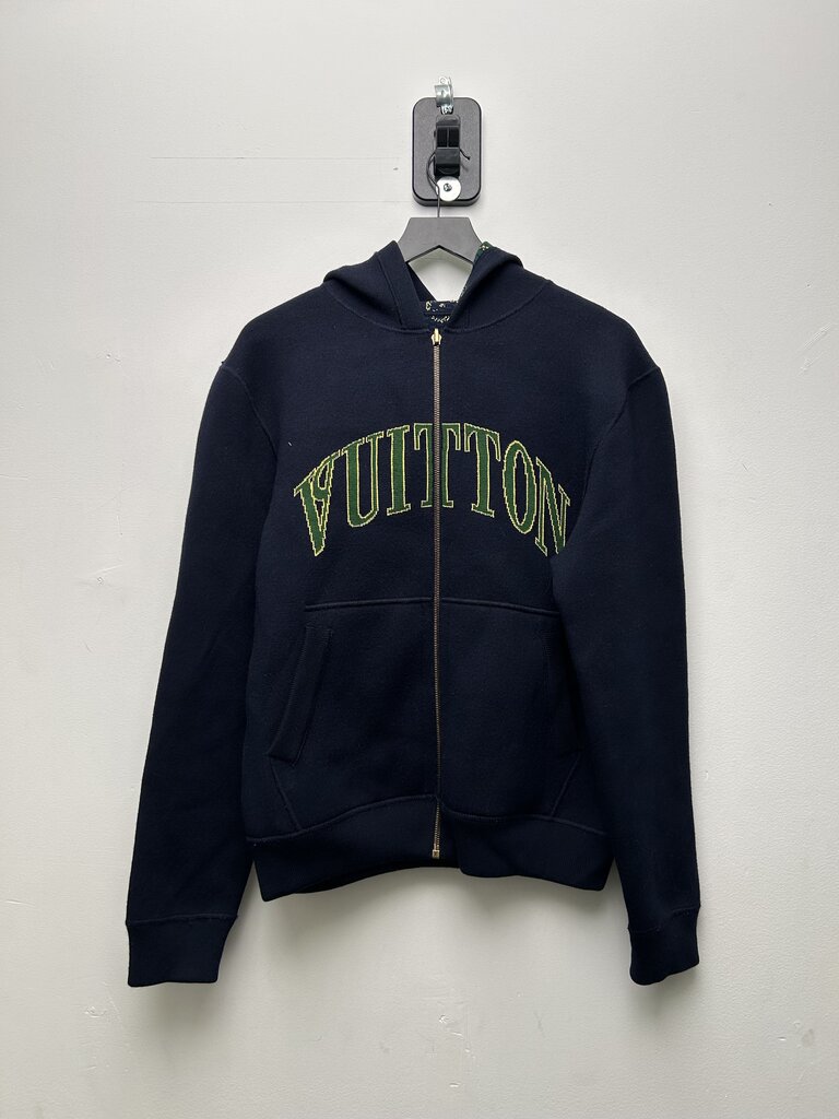 Preowned Louis Vuitton Reversible Navy Green Yellow Monogram Zip Hoodie sz.S