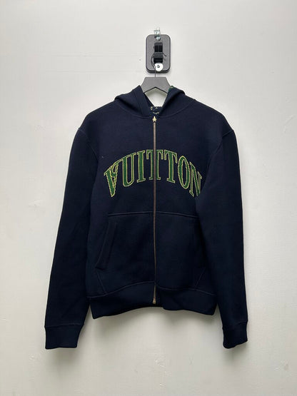 Preowned Louis Vuitton Reversible Navy Green Yellow Monogram Zip Hoodie sz.S