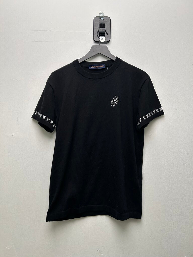Preowned Louis Vuitton White Monogram Ringer Black Tee sz.XSA