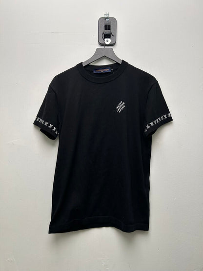 Preowned Louis Vuitton White Monogram Ringer Black Tee sz.XSA