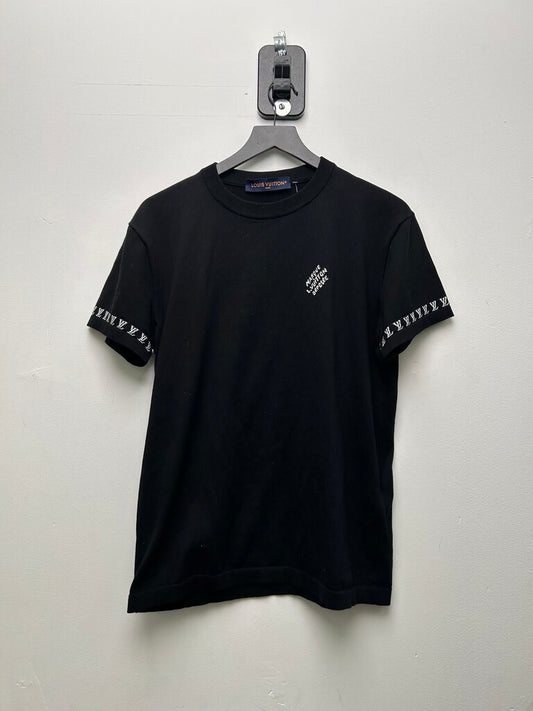 Preowned Louis Vuitton White Monogram Ringer Black Tee sz.XSA