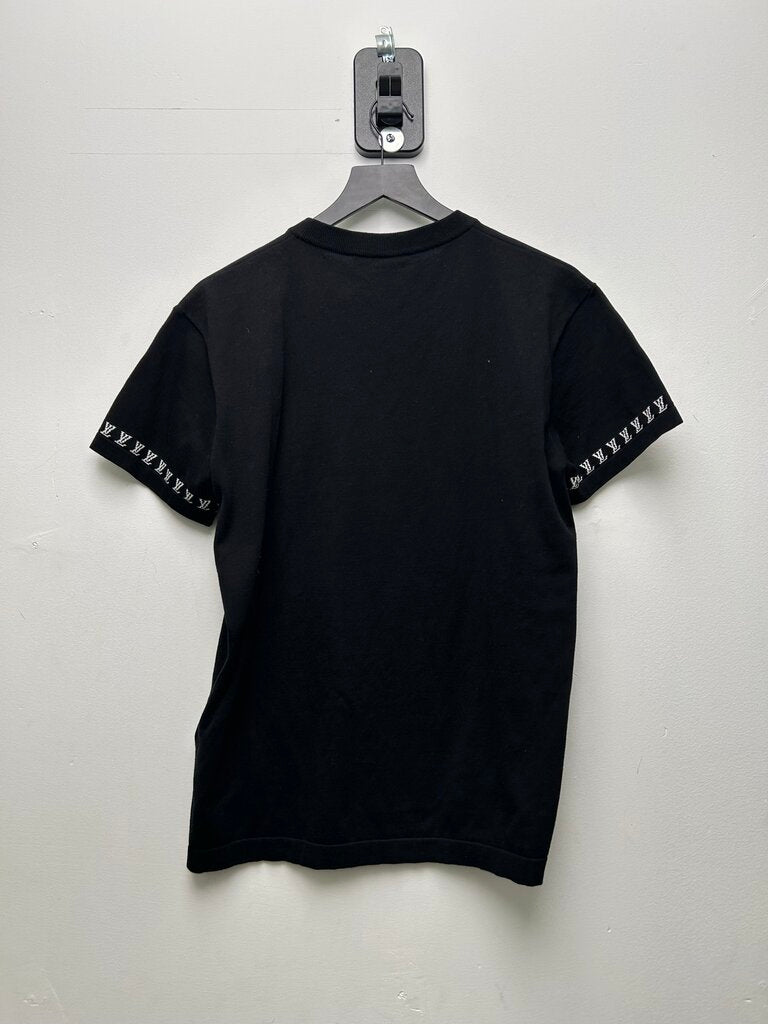 Preowned Louis Vuitton White Monogram Ringer Black Tee sz.XSA