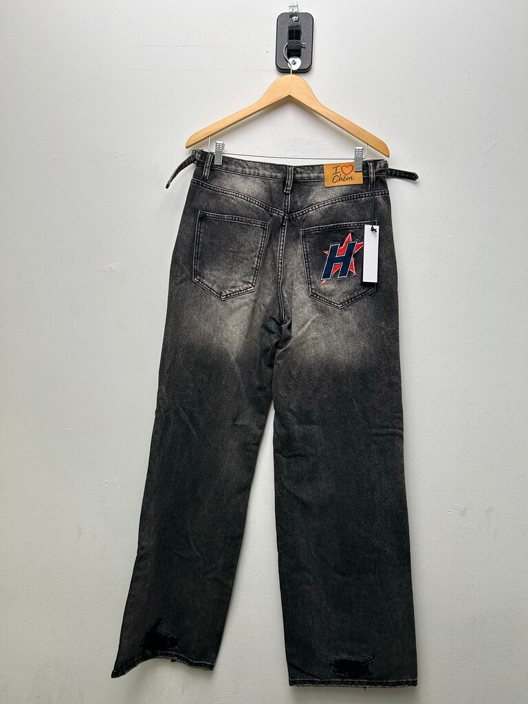 New HMDD Black Distressed Denim Size Small