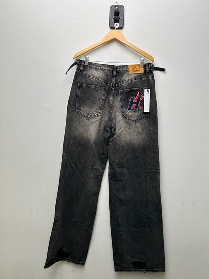 New HMDD Black Distressed Denim Size Small