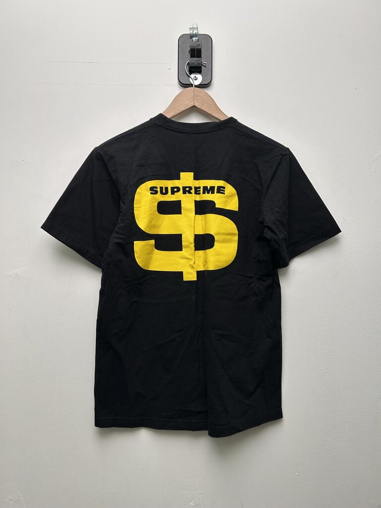Preowned Supreme Black Yellow Don't Fuck Around Tee Size Small