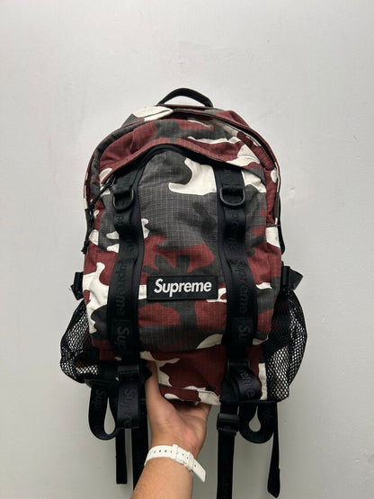 Preowned Supreme Red Camo Backpack