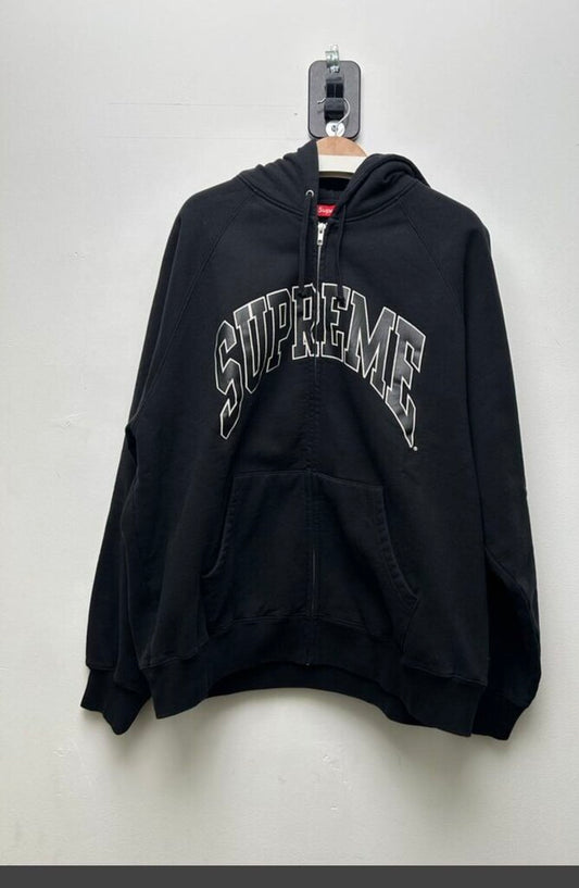 New Supreme Cracked Arch Logo Black Zip sz.XL