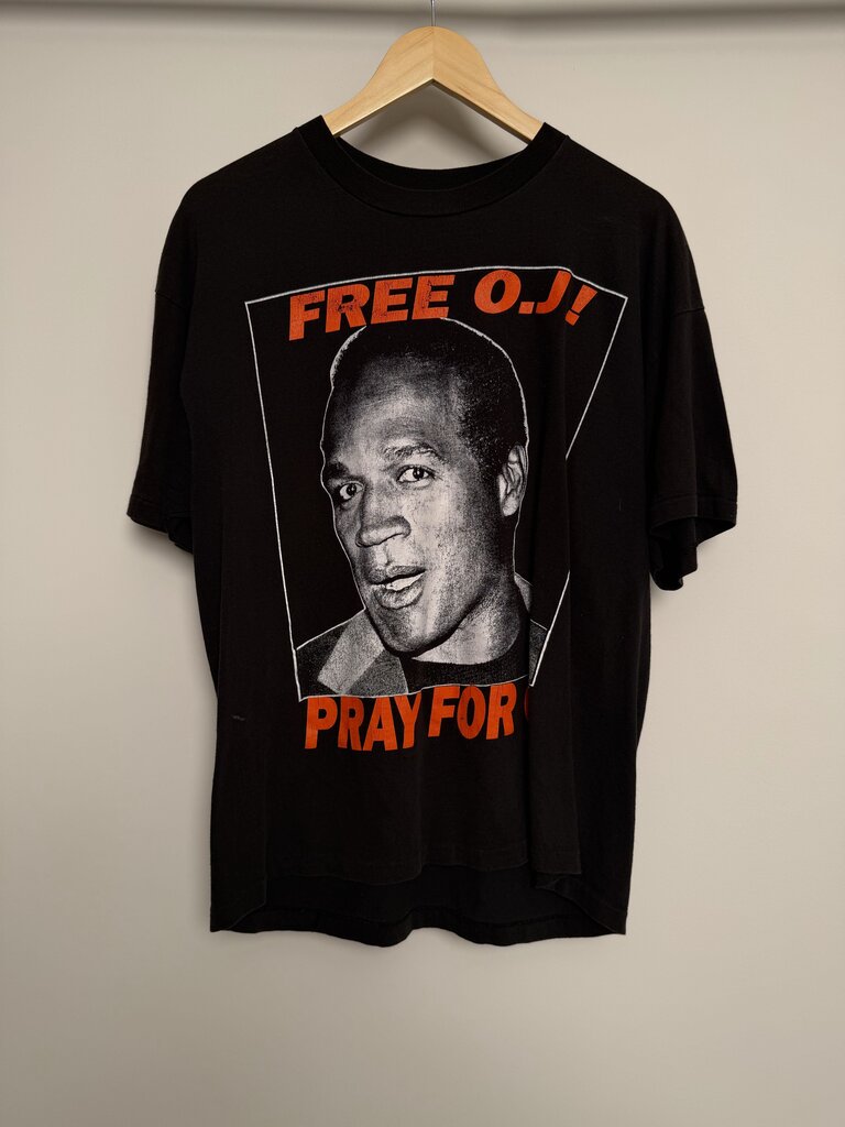 90s OJ Simpson Don't Squeeze Black Orange Tee size XL