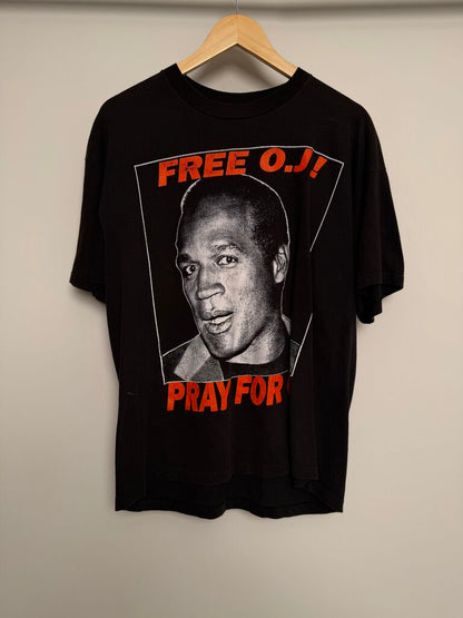 90s OJ Simpson Don't Squeeze Black Orange Tee size XL