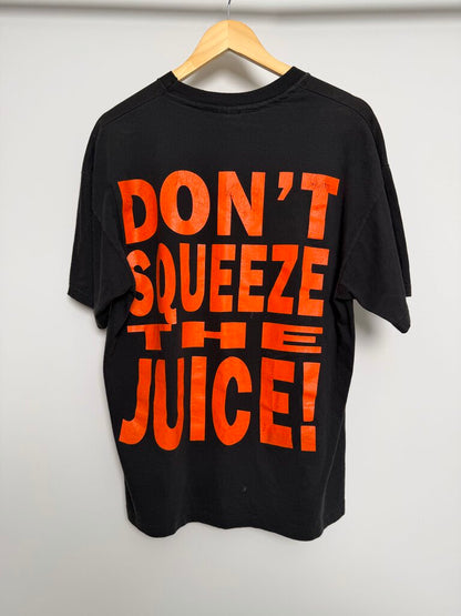 90s OJ Simpson Don't Squeeze Black Orange Tee size XL