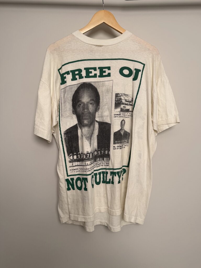 90s OG Simpson Not Guilty White Green Tee size XL