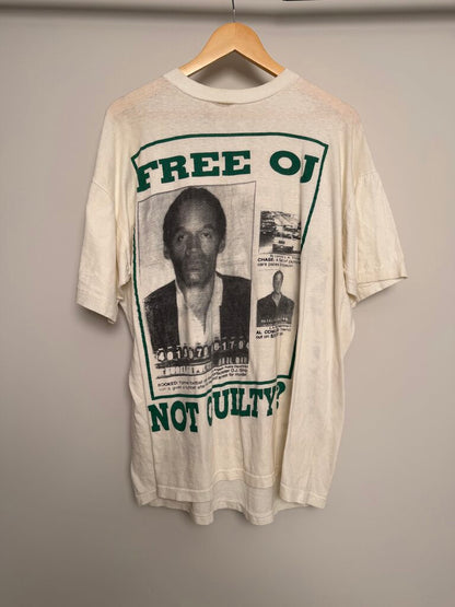 90s OG Simpson Not Guilty White Green Tee size XL