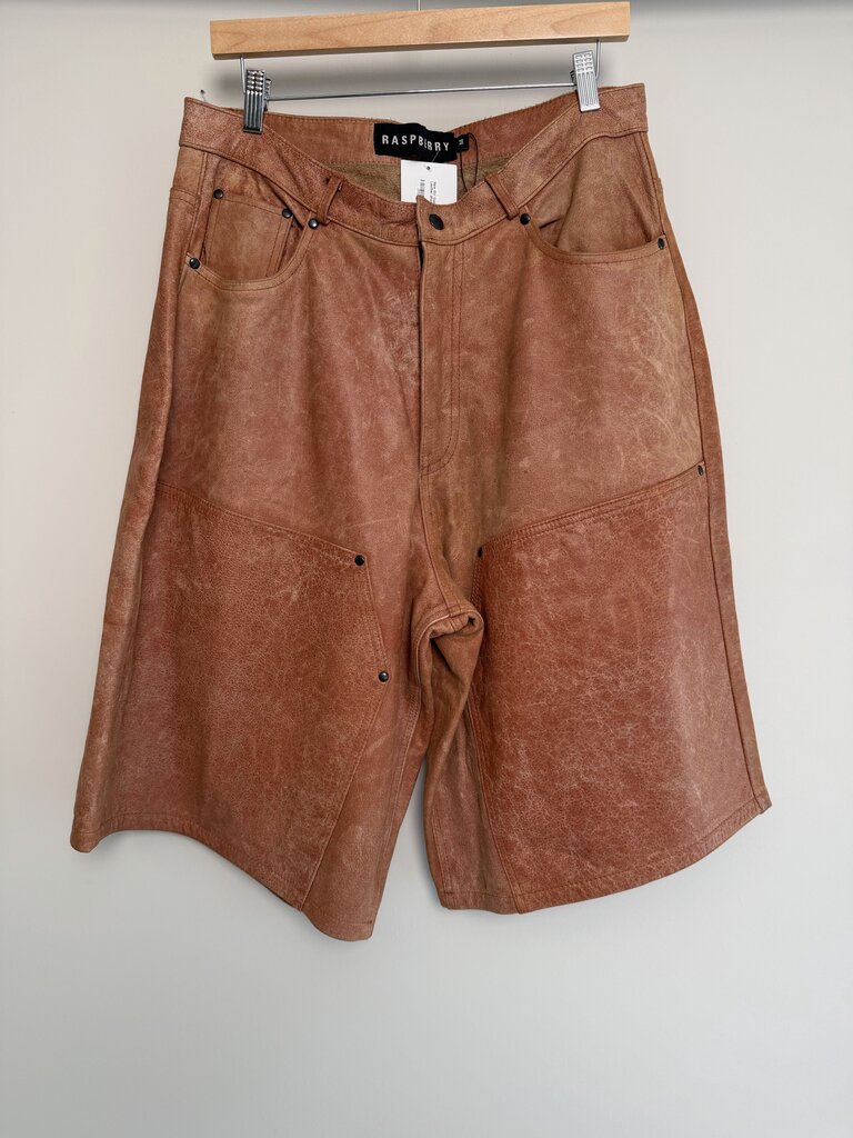 New GV Gallery Orange Leather Shorts size M