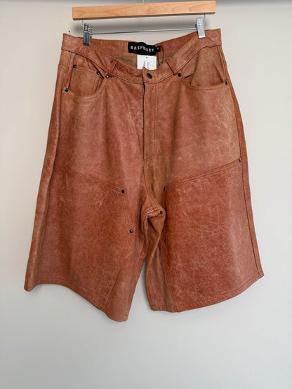 New GV Gallery Orange Leather Shorts size M