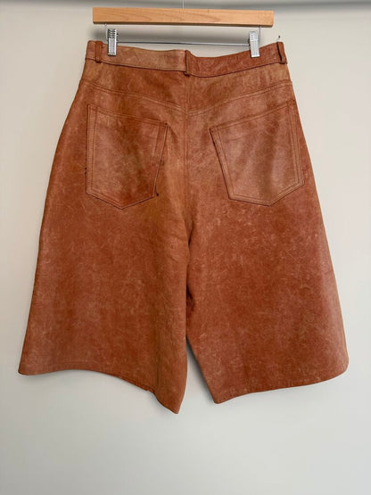New GV Gallery Orange Leather Shorts size M