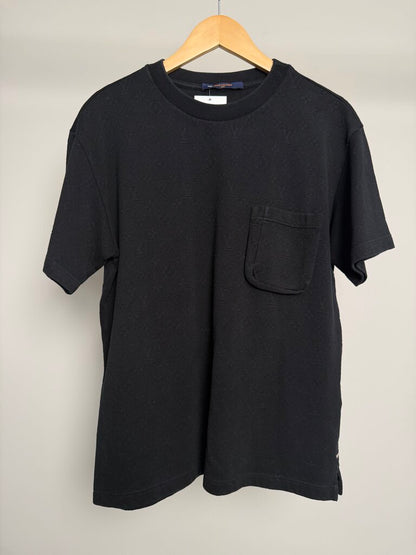 Preowned Louis Vuitton Embroidered Monogram Pocket Black Tee size M
