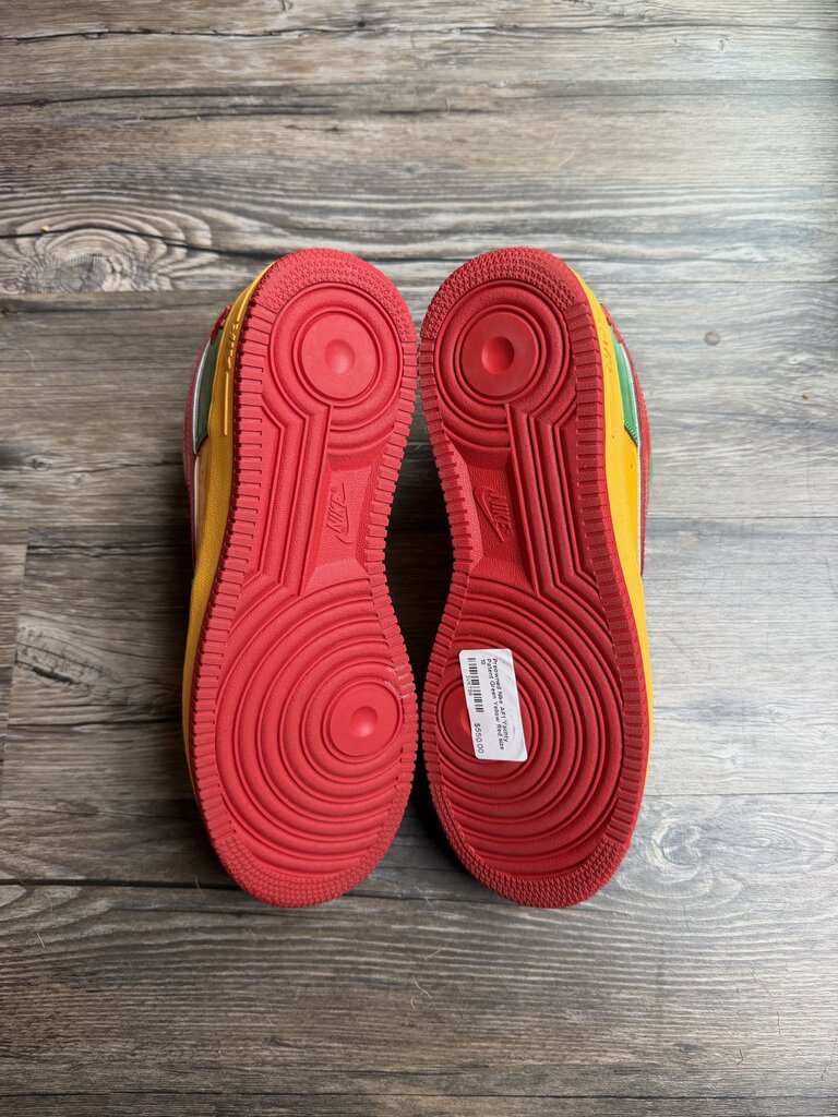 Preowned Nike AF1 Yachty Patent Green Yellow Red size 10