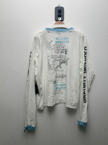 New HMDD Gratuity Ringer White Blue Long Sleeve Size Medium