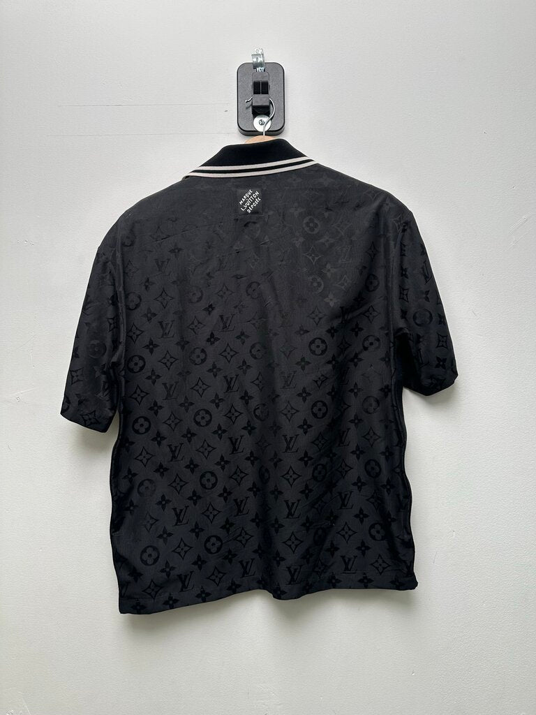 Preowned Louis Vuitton Black Monogram Polo Button Up Size XS