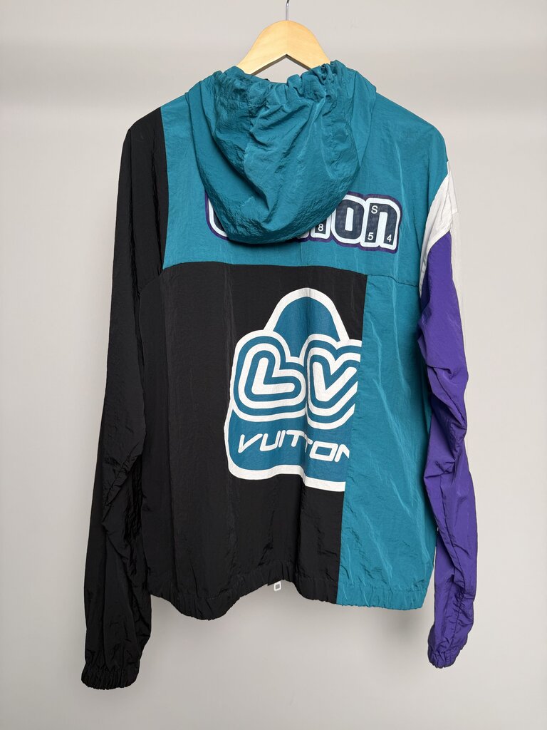Pre-Owned Louis Vuitton 54 Hooded Teal White. Windbreaker Sz. L