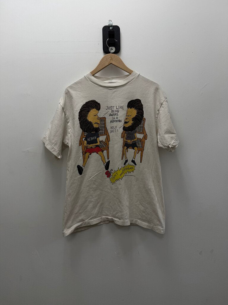 Preowned Saint Michaels Bape Awake Nightmare White Tee sz.M