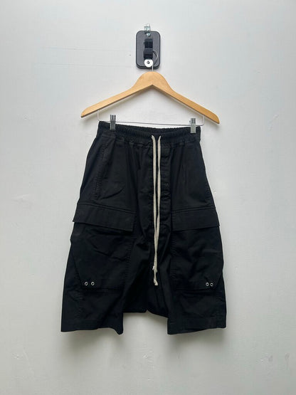 Preowned Rick Owens Lido SS24 Black Cargo Pod Short sz.34 (S)