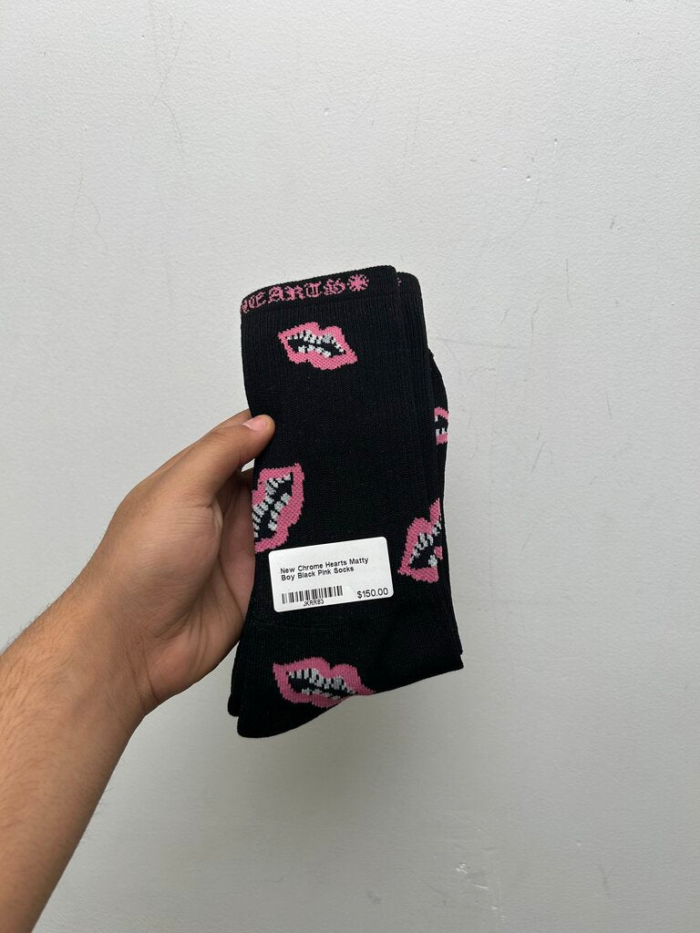New Chrome Hearts Matty Boy Black Pink Socks