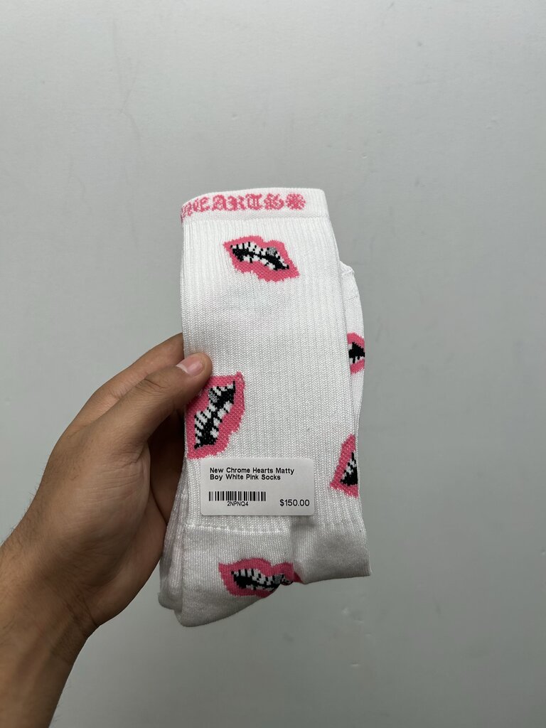New Chrome Hearts Matty Boy White Pink Socks