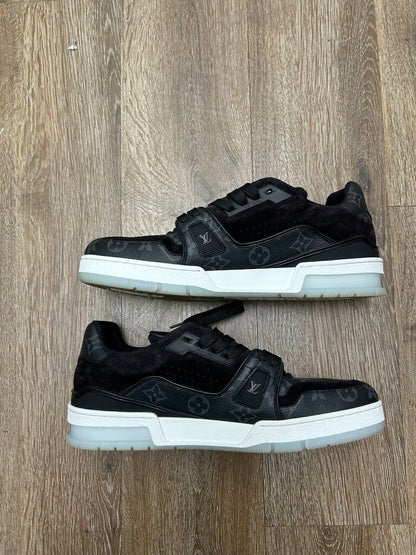Preowned Louis Vuitton Black Monogram Leather Ice Bottom Trainers sz.8LV(10M)