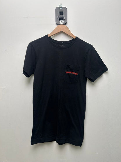 Preowned Chrome Hearts Black Horseshoe Red Scroll Black Tee sz.S