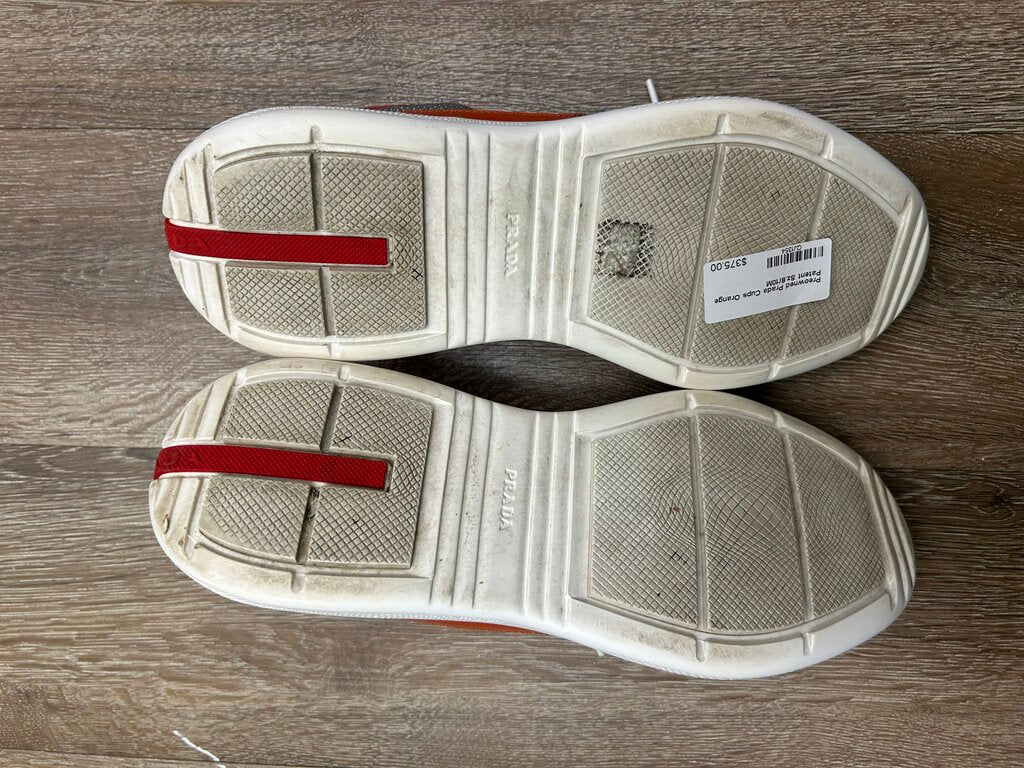 Preowned Prada Cups Orange Patent Sz.8/10M