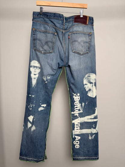 Better With Age Lightwash Derby Pleated Denim size 36x34