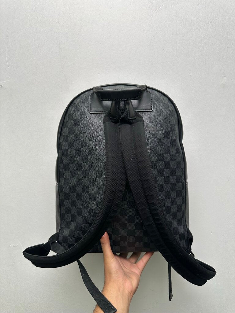 Preowned Louis Vuitton Black Leather Damier Bookbag