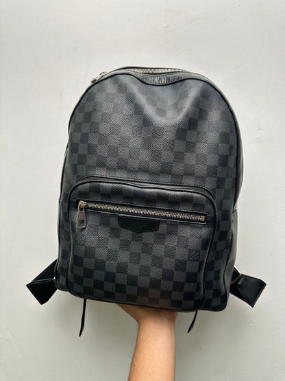 Preowned Louis Vuitton Black Leather Damier Bookbag