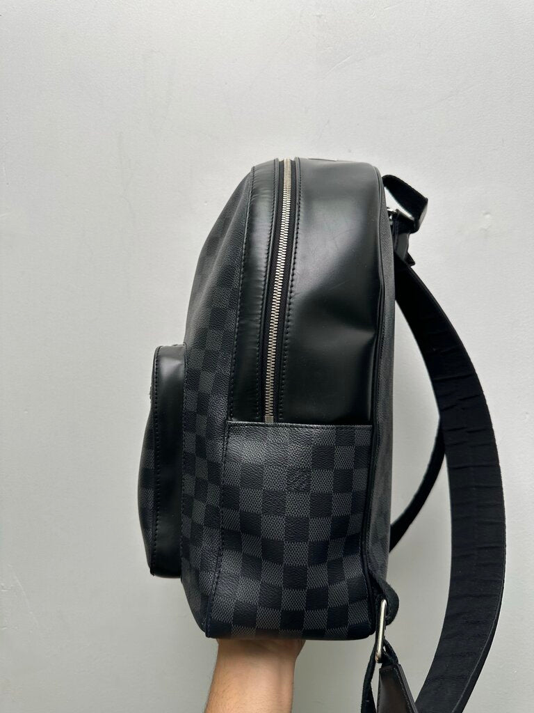 Preowned Louis Vuitton Black Leather Damier Bookbag