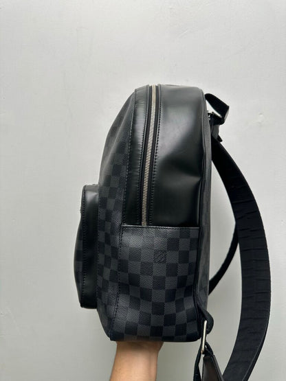 Preowned Louis Vuitton Black Leather Damier Bookbag