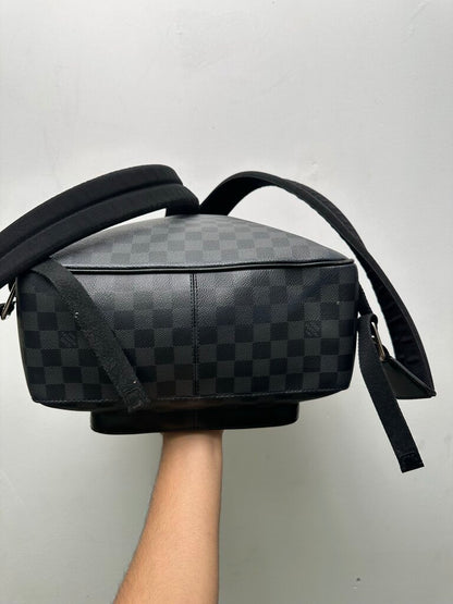 Preowned Louis Vuitton Black Leather Damier Bookbag